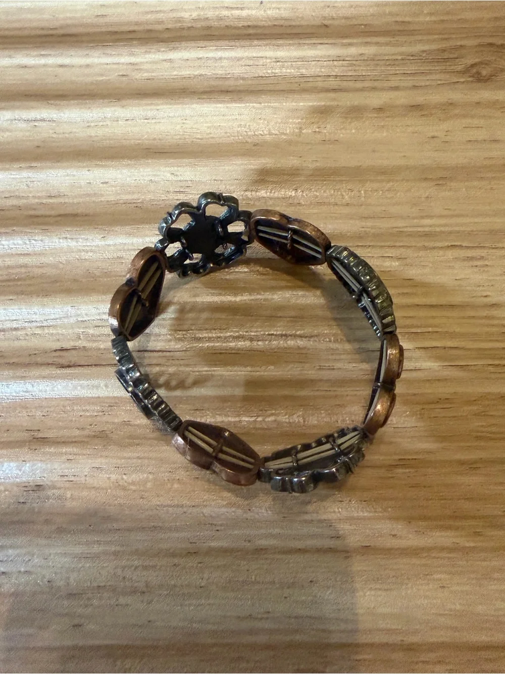 Vintage Inspired Mixed Metal Link Panel Bracelet - Picture 3 of 4